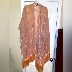 Torrid Pink Fringe Kimono - One Size Fits All